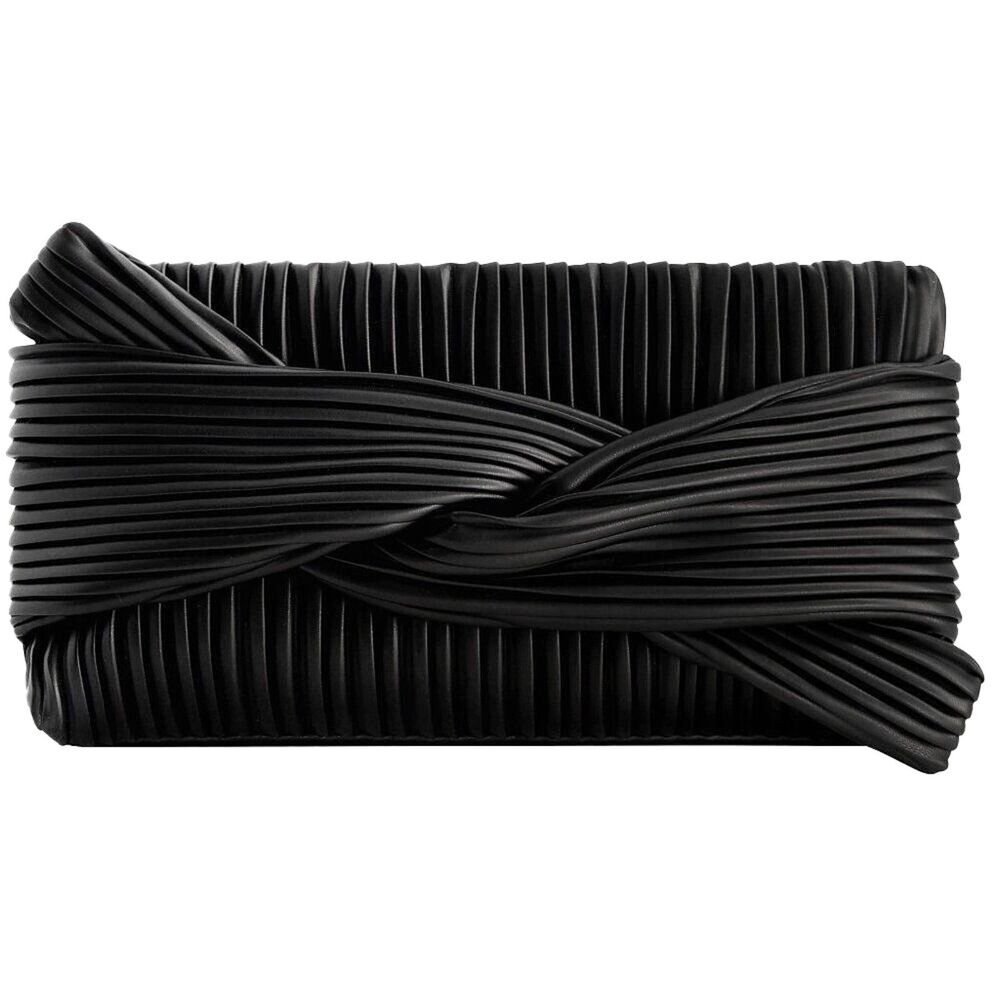 Jason Wu Corrie Pleated Bow Clutch Shoulder Bag Black NWT Designer Evening Bag